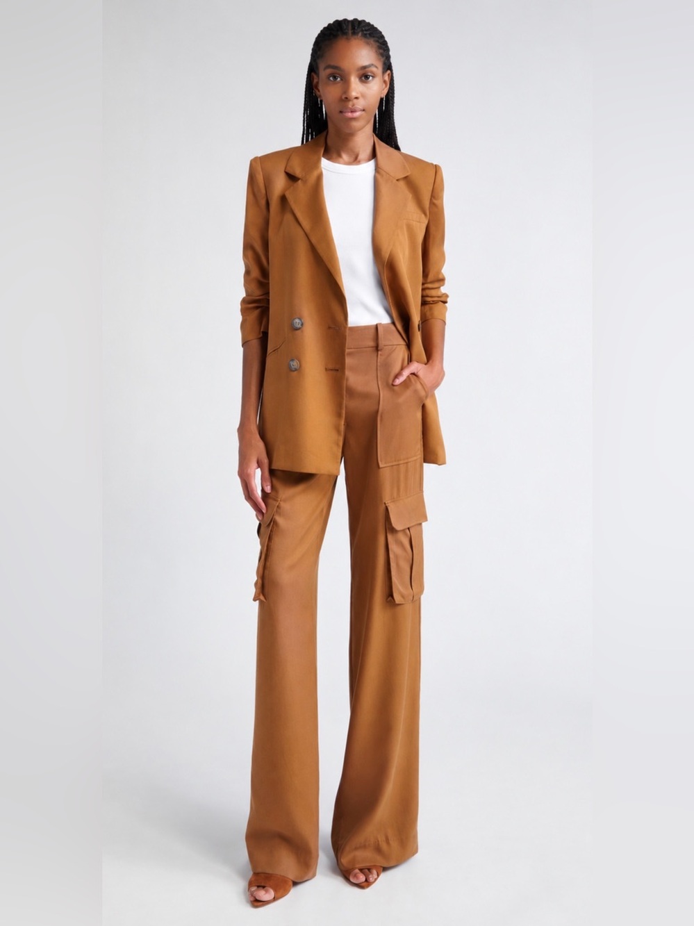 Veronica Beard Rupert Double Breasted Jacket in Camel Brown